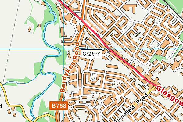 G72 9PY map - OS VectorMap District (Ordnance Survey)