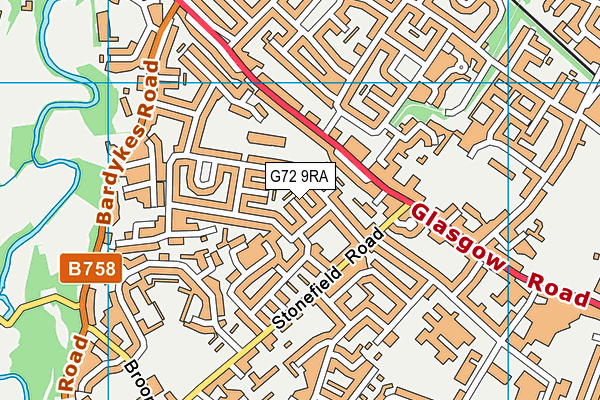 G72 9RA map - OS VectorMap District (Ordnance Survey)