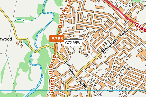 G72 9RW map - OS VectorMap District (Ordnance Survey)