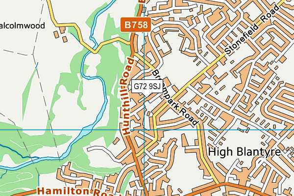 G72 9SJ map - OS VectorMap District (Ordnance Survey)