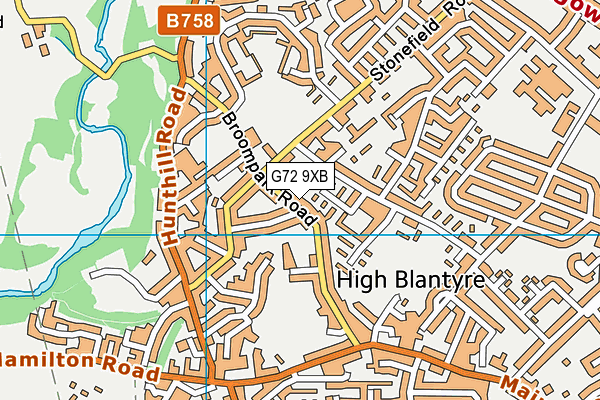 G72 9XB map - OS VectorMap District (Ordnance Survey)
