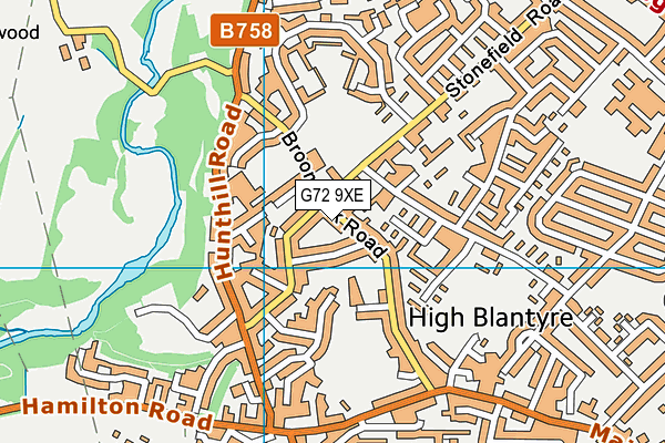 G72 9XE map - OS VectorMap District (Ordnance Survey)