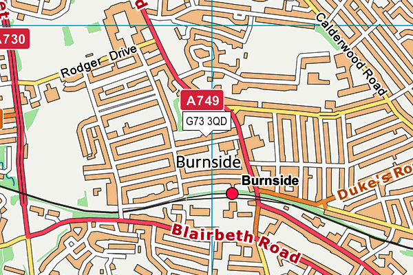 G73 3QD map - OS VectorMap District (Ordnance Survey)