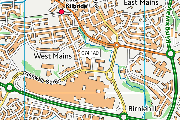 G74 1AD map - OS VectorMap District (Ordnance Survey)