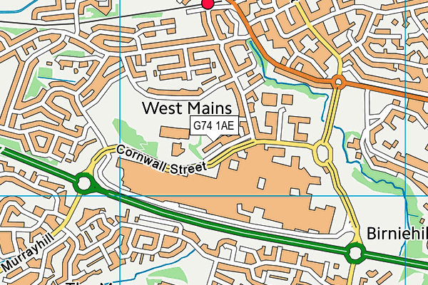 G74 1AE map - OS VectorMap District (Ordnance Survey)