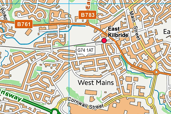 G74 1AT map - OS VectorMap District (Ordnance Survey)