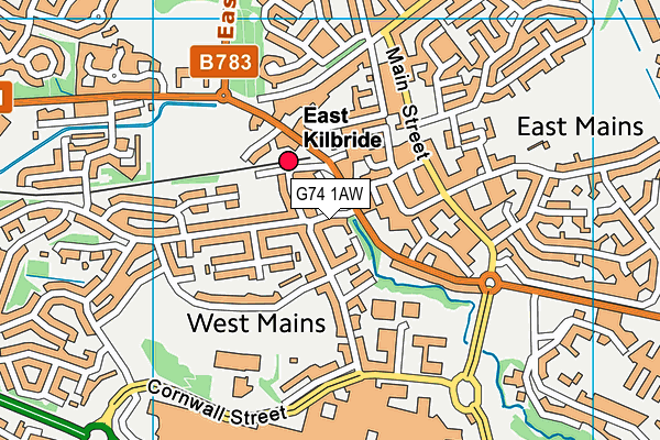 G74 1AW map - OS VectorMap District (Ordnance Survey)