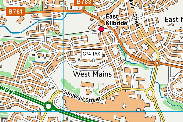 G74 1AX map - OS VectorMap District (Ordnance Survey)