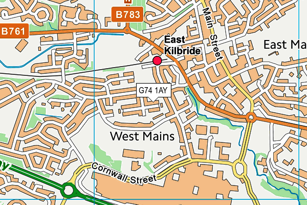 G74 1AY map - OS VectorMap District (Ordnance Survey)