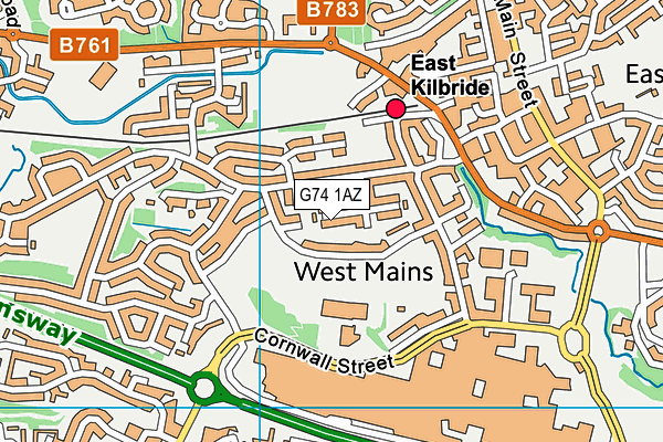 G74 1AZ map - OS VectorMap District (Ordnance Survey)