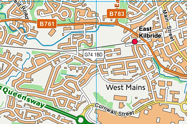 G74 1BD map - OS VectorMap District (Ordnance Survey)