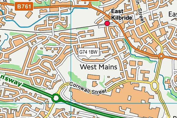 G74 1BW map - OS VectorMap District (Ordnance Survey)