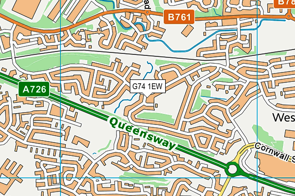 G74 1EW map - OS VectorMap District (Ordnance Survey)