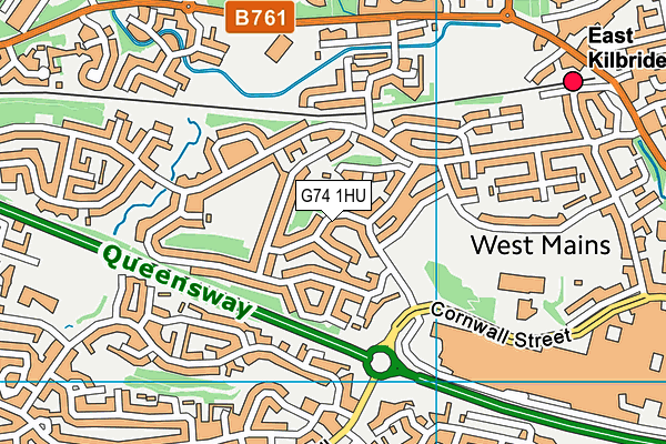 G74 1HU map - OS VectorMap District (Ordnance Survey)