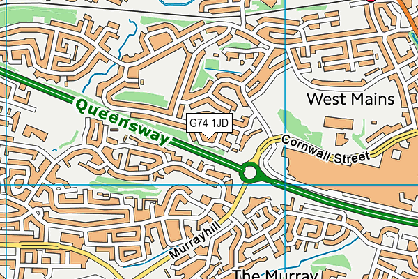 G74 1JD map - OS VectorMap District (Ordnance Survey)