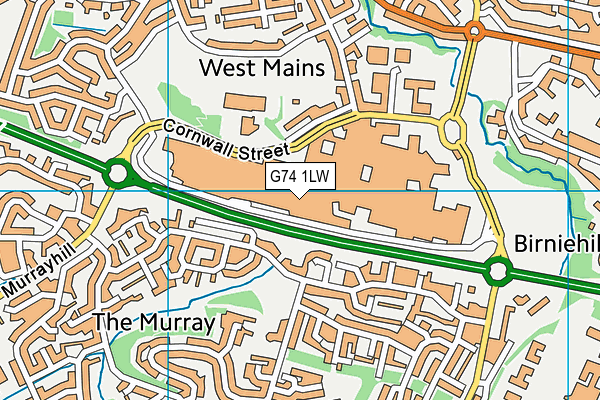 G74 1LW map - OS VectorMap District (Ordnance Survey)
