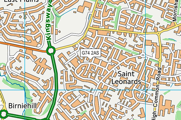 G74 2AS map - OS VectorMap District (Ordnance Survey)