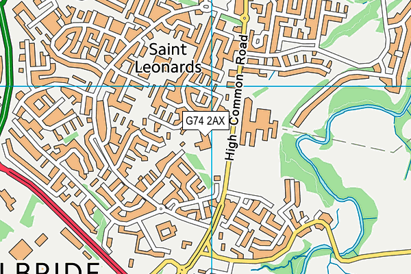 G74 2AX map - OS VectorMap District (Ordnance Survey)