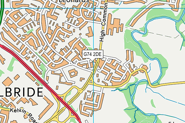 G74 2DE map - OS VectorMap District (Ordnance Survey)