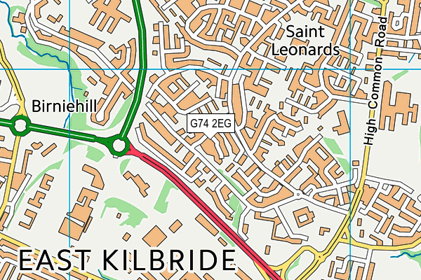 G74 2EG map - OS VectorMap District (Ordnance Survey)