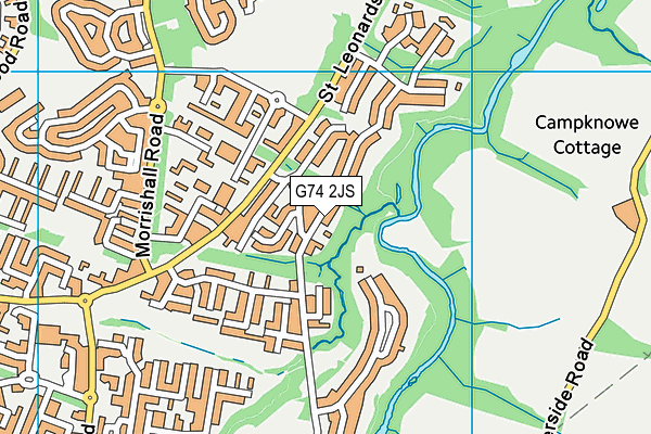G74 2JS map - OS VectorMap District (Ordnance Survey)