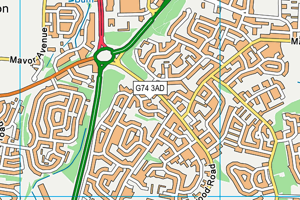G74 3AD map - OS VectorMap District (Ordnance Survey)