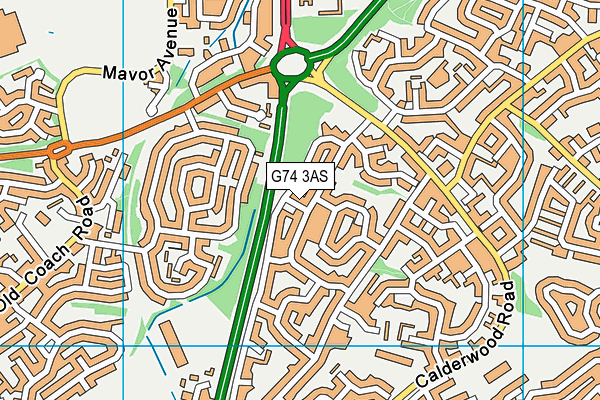 G74 3AS map - OS VectorMap District (Ordnance Survey)