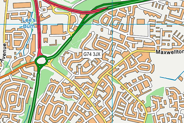 G74 3JX map - OS VectorMap District (Ordnance Survey)