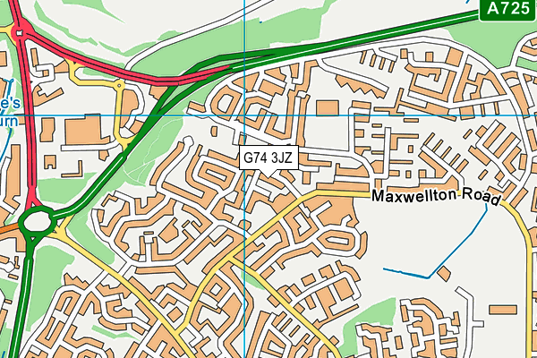 G74 3JZ map - OS VectorMap District (Ordnance Survey)