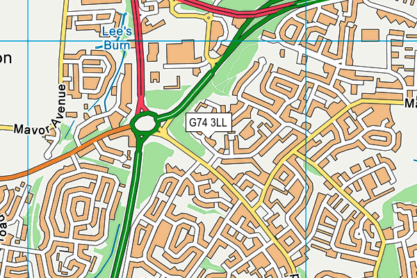 G74 3LL map - OS VectorMap District (Ordnance Survey)