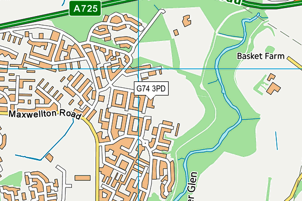 G74 3PD map - OS VectorMap District (Ordnance Survey)