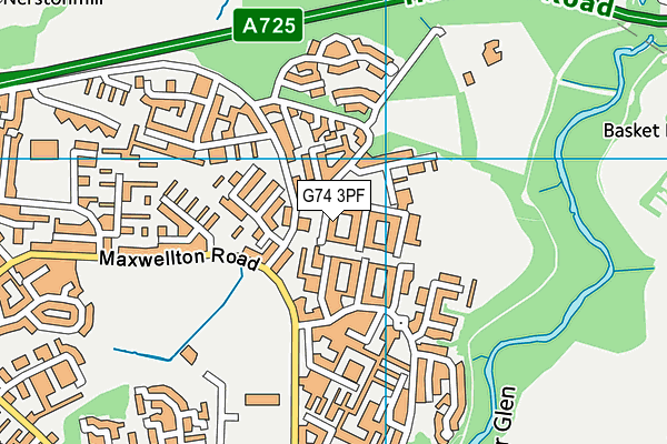 G74 3PF map - OS VectorMap District (Ordnance Survey)