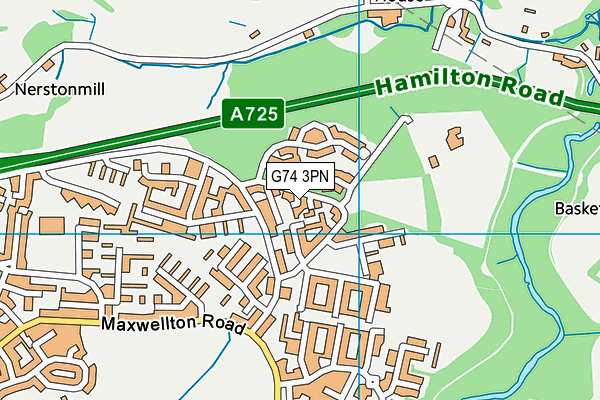 G74 3PN map - OS VectorMap District (Ordnance Survey)