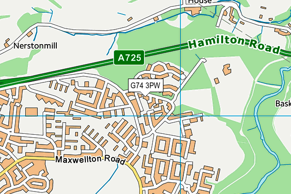 G74 3PW map - OS VectorMap District (Ordnance Survey)