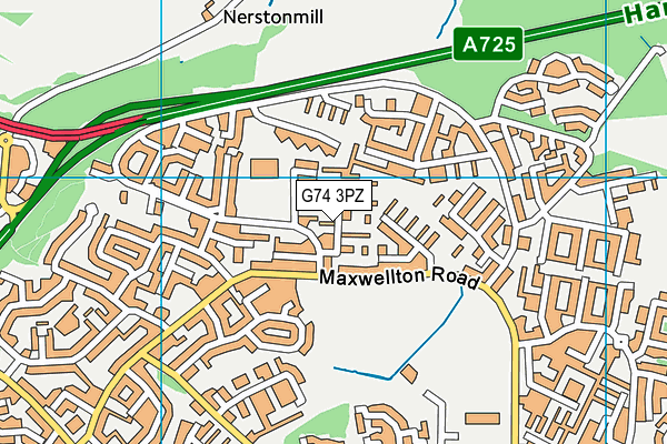 G74 3PZ map - OS VectorMap District (Ordnance Survey)