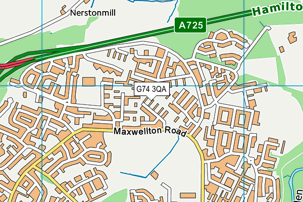 G74 3QA map - OS VectorMap District (Ordnance Survey)