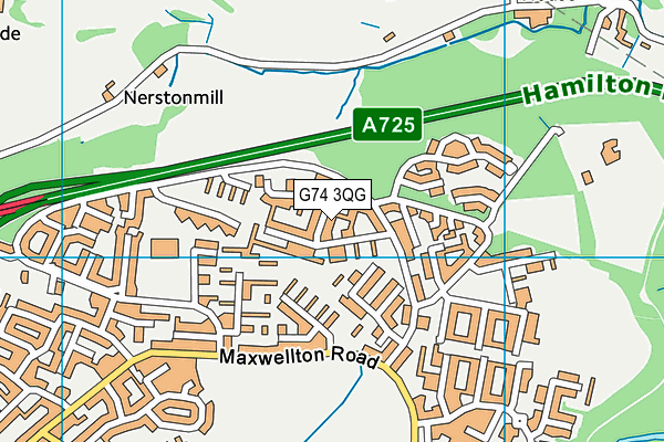G74 3QG map - OS VectorMap District (Ordnance Survey)