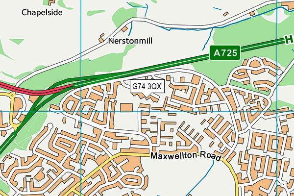 G74 3QX map - OS VectorMap District (Ordnance Survey)