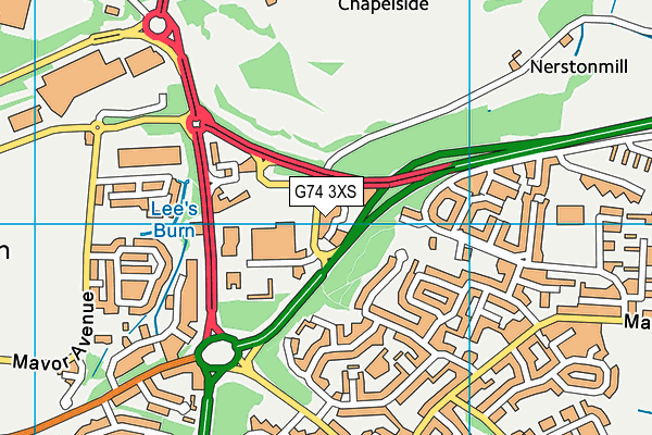 G74 3XS map - OS VectorMap District (Ordnance Survey)