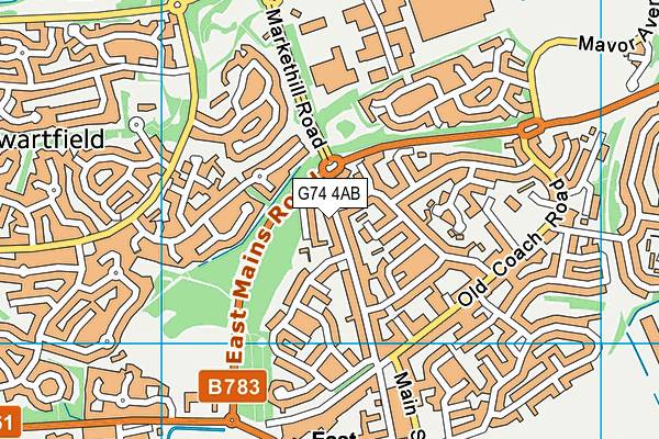 G74 4AB map - OS VectorMap District (Ordnance Survey)