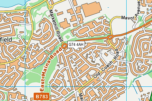G74 4AH map - OS VectorMap District (Ordnance Survey)