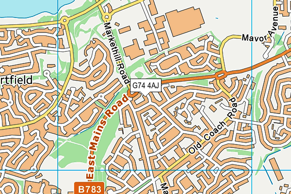 G74 4AJ map - OS VectorMap District (Ordnance Survey)