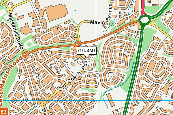 G74 4AU map - OS VectorMap District (Ordnance Survey)