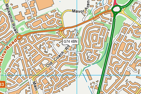 G74 4BN map - OS VectorMap District (Ordnance Survey)