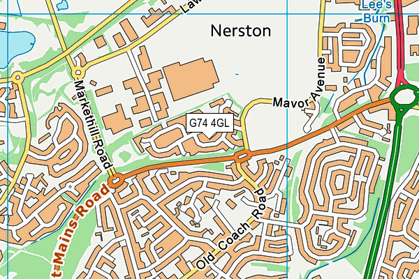 G74 4GL map - OS VectorMap District (Ordnance Survey)