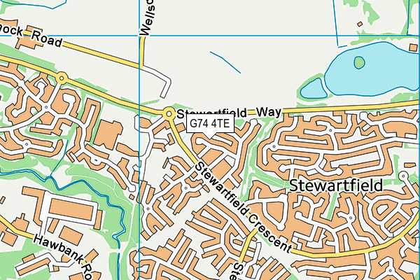 G74 4TE map - OS VectorMap District (Ordnance Survey)