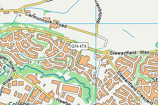 G74 4TX map - OS VectorMap District (Ordnance Survey)