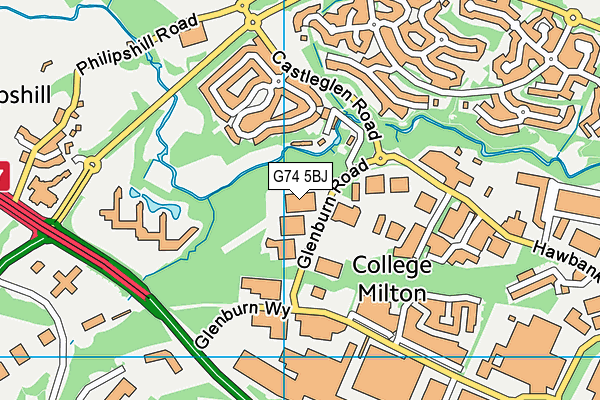 G74 5BJ map - OS VectorMap District (Ordnance Survey)