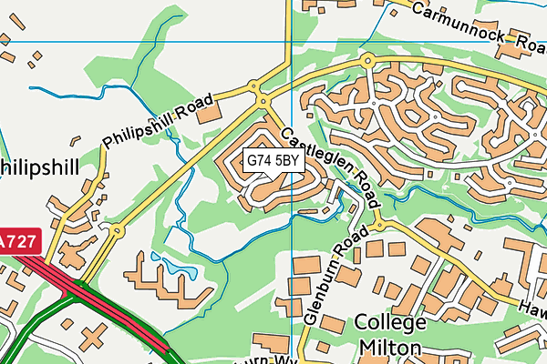 G74 5BY map - OS VectorMap District (Ordnance Survey)