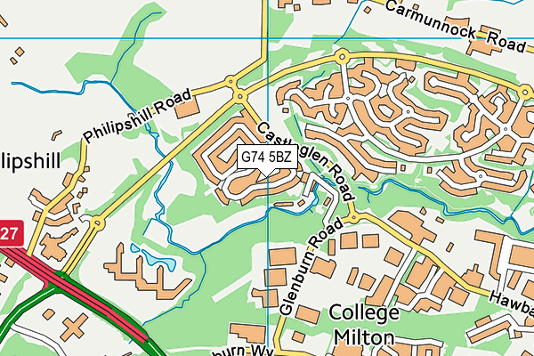 G74 5BZ map - OS VectorMap District (Ordnance Survey)